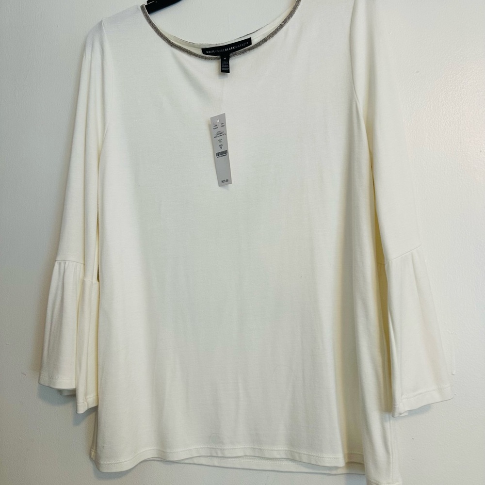 NWT WHBM cream op with bell 3/4 sleeves. Med